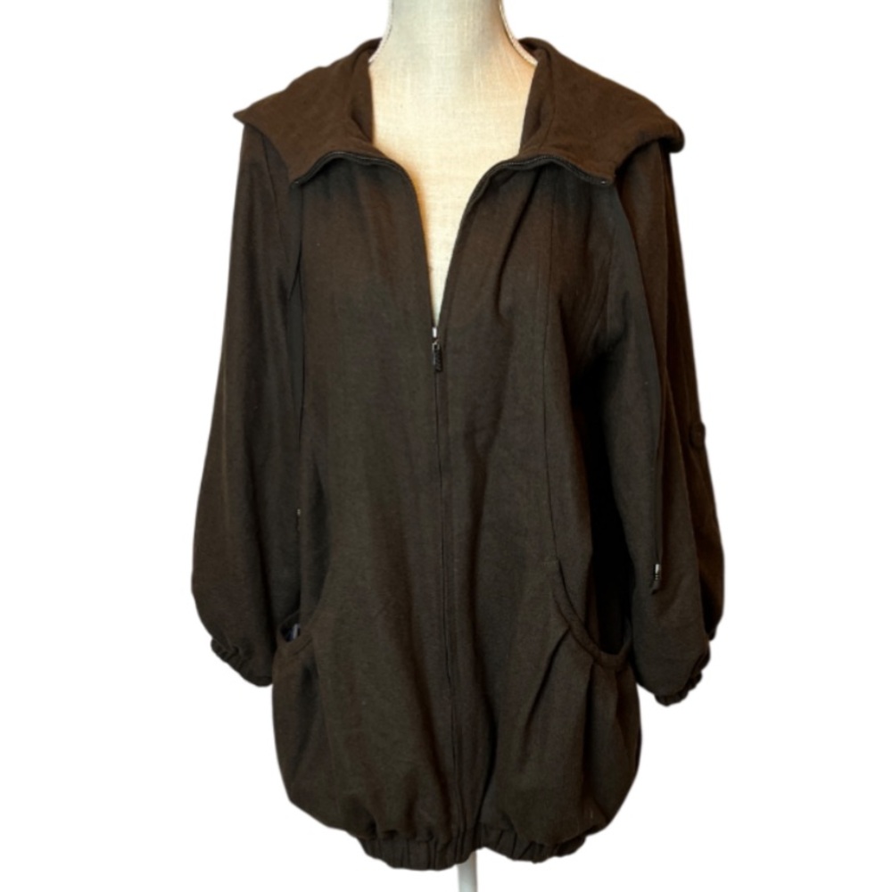Ya-Da Brown Hooded Bubble Jacket / Coat - size medium‎
